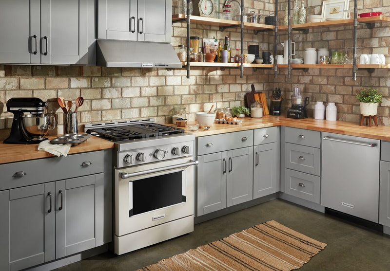 Cuisinière intelligente à gaz KitchenAid de 4,1 pi³ avec autonettoyage - lait frappé - KFGC500JMH