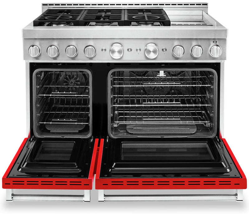 Cuisinière intelligente à gaz KitchenAid de 6,3 pi³ avec autonettoyage - rouge passion - KFGC558JPA