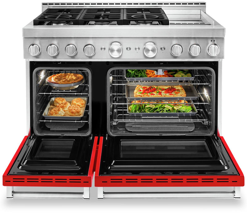 Cuisinière intelligente à gaz KitchenAid de 6,3 pi³ avec autonettoyage - rouge passion - KFGC558JPA