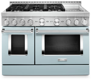 Cuisinière à gaz intelligente KitchenAid 48 po de style commercial, plaque chauffante - KFGC558JMB