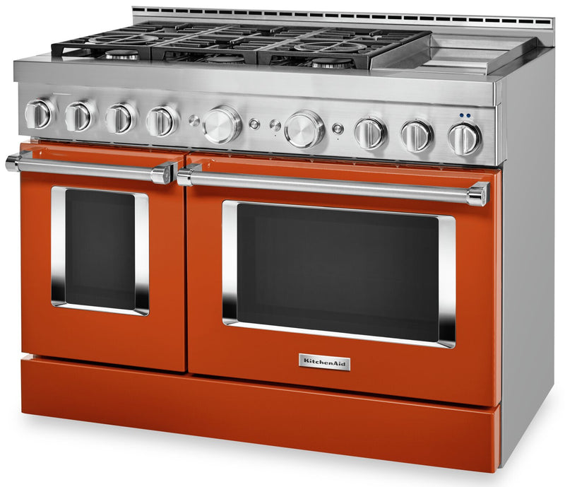 Cuisinière intelligente hybride KitchenAid de 6,3 pi³ avec autonettoyage et plaque chauffante - orange brûlé - KFDC558JSC