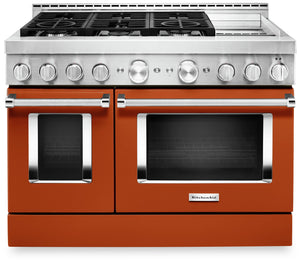 Cuisinière intelligente à gaz KitchenAid de 6,3 pi³ avec autonettoyage - orange brûlé - KFGC558JSC