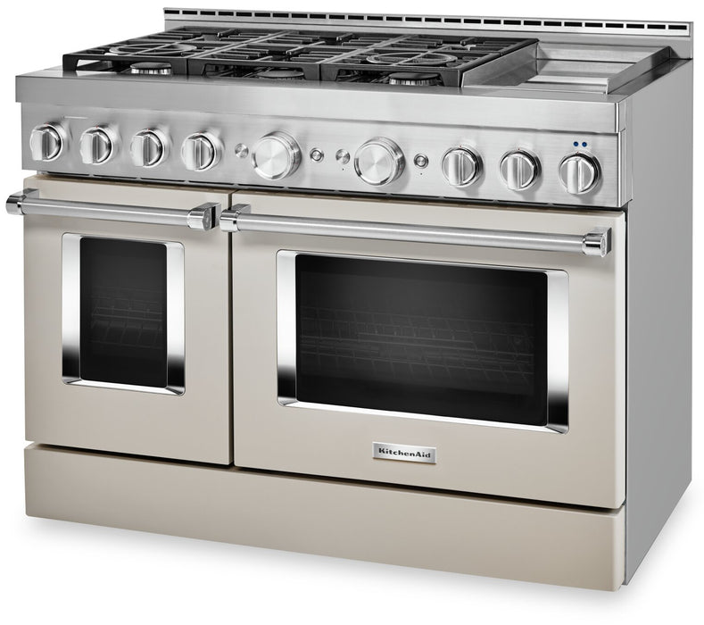 Cuisinière intelligente hybride KitchenAid de 6,3 pi³ avec autonettoyage et plaque chauffante - lait frappé - KFDC558JMH
