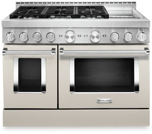 Cuisinière intelligente hybride KitchenAid de 6,3 pi³ avec autonettoyage et plaque chauffante - lait frappé - KFDC558JMH