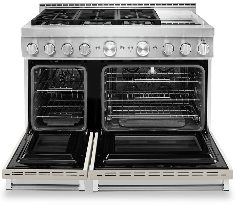 Cuisinière intelligente hybride KitchenAid de 6,3 pi³ avec autonettoyage et plaque chauffante - lait frappé - KFDC558JMH