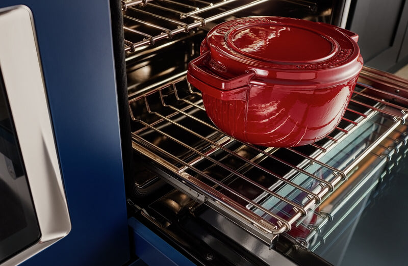 Cuisinière intelligente hybride KitchenAid de 6,3 pi³ avec autonettoyage et plaque chauffante - encre bleue - KFDC558JIB