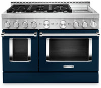 Cuisinière hybride intelligente KitchenAid 48 po de style commercial, plaque chauffante - KFDC558JIB