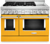 Cuisinière hybride intelligente KitchenAid 48 po de style commercial, plaque chauffante - KFDC558JYP