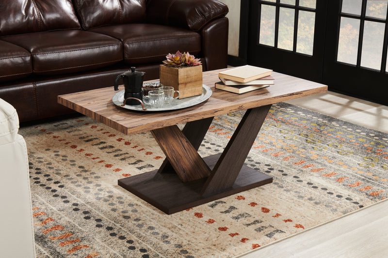 Table à café moderne Kinsley de 43,3 po - bois brun foncé