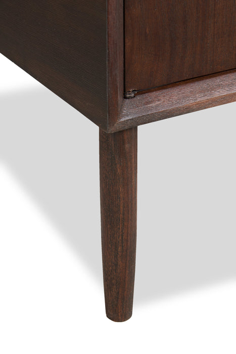 Table de bout rétro Kisper de 22,13 po avec rangement - bois brun foncé