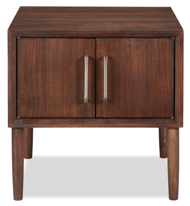 Table de bout rétro Kisper de 22,13 po avec rangement - bois brun foncé