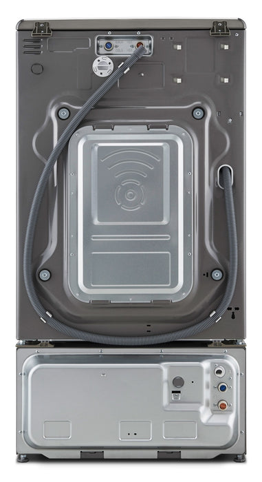 Laveuse à chargement frontal de 5,2 pi³, laveuse-piédestal et sécheuse électrique de 7,4 pi³ de LG - acier graphite