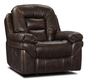 Fauteuil berçant et inclinable Leo de 41 po en tissu d’apparence cuir - brun noyer