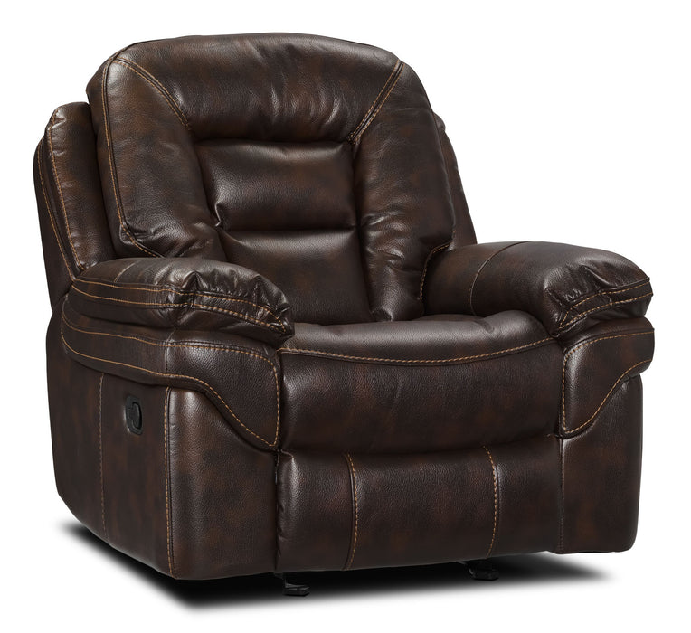 Fauteuil berçant et inclinable Leo de 41 po en tissu d’apparence cuir - brun noyer