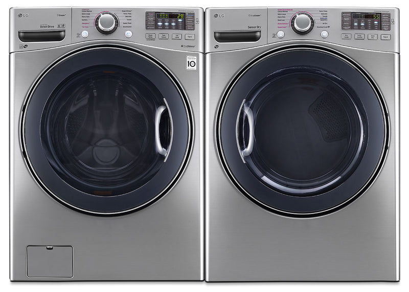 Laveuse TWINWash de 5,2 pi³, sécheuse de 7,4 pi³, laveuse-piédestal et piédestal de rangement de LG