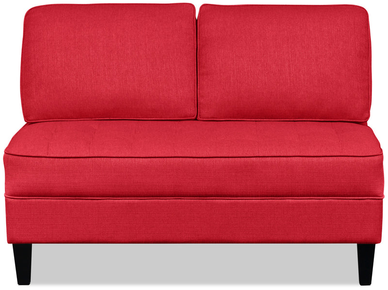 Causeuse sans accoudoirs Paris en tissu d'apparence lin - cerise