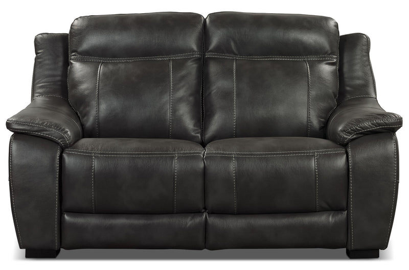 Novo Leather-Look Fabric Loveseat – Grey - Modern style Loveseat in Grey