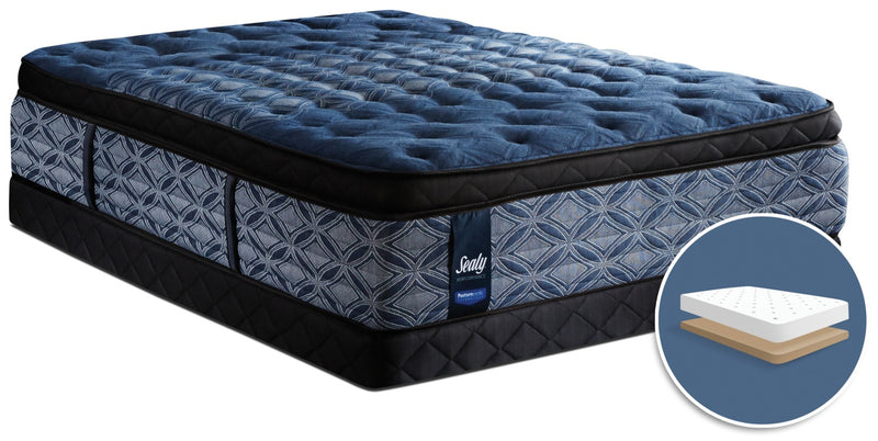 Ensemble semi-ferme Euro-plateau profil bas Mornington Posturepedic Performance Plus Sealy lit double