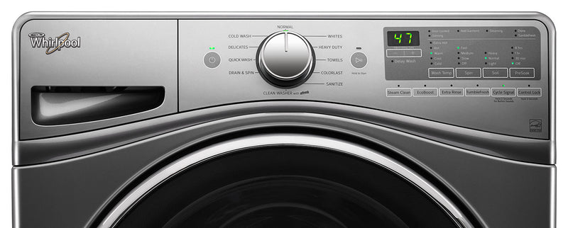 Laveuse à chargement frontal de 5,2 pi³ et sécheuse à gaz à la vapeur de 8,5 pi³ de Whirlpool 