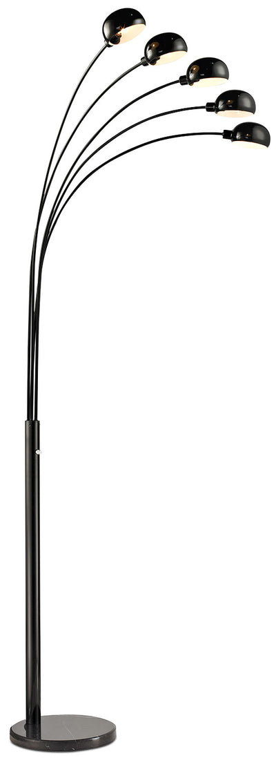 Black 5-Light Peacock Arc Floor Lamp