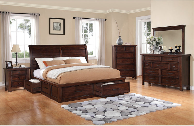 Ensemble de chambre à coucher Sonoma 8 pièces avec grand lit avec rangement sous le lit