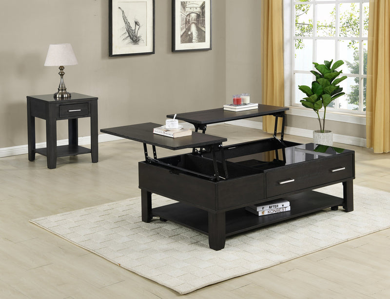 Table de bout moderne Landon de 20 po avec rangement et tablette - brun foncé avec port USB