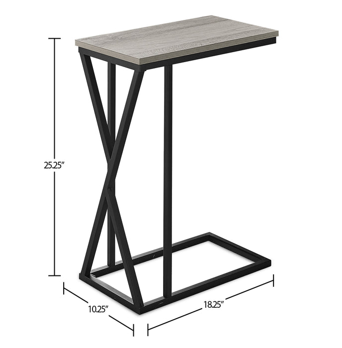 Table de fauteuil Leila de 10,25 po en forme de C - grise