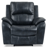 Fauteuil inclinable Kory en tissu apparence cuir – bleu foncé