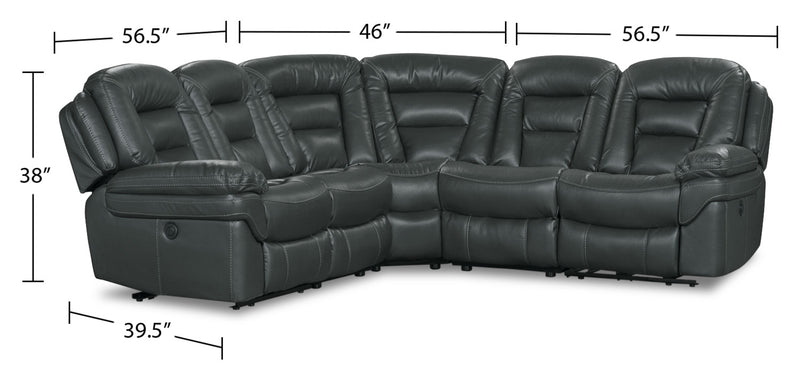 Sofa sectionnel à inclinaison électrique Leo 5 pièces en similicuir - gris