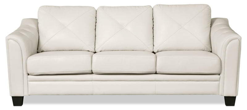 Andi Leather-Look Fabric Sofa – Beige - Glam style Sofa in Beige