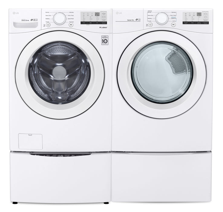 Laveuse à chargement frontal de 5,2 pi³ et sécheuse électrique de 7,4 pi³ de LG - blanches