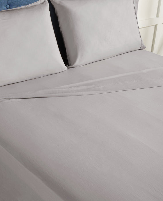 Ensemble de draps haute performance Hyper-LinenMC de BEDGEAR 4 pièces pour grand lit - gris clair
