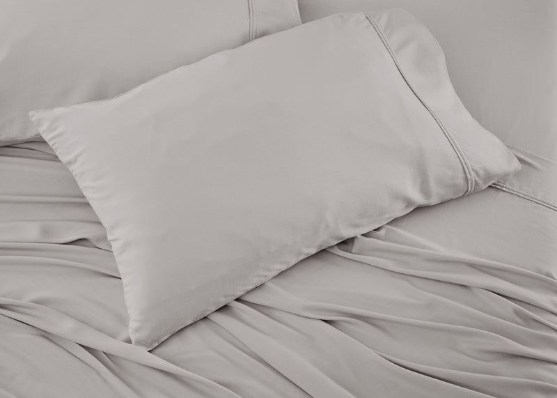 Ensemble de draps haute performance Hyper-LinenMC de BEDGEAR 4 pièces pour grand lit - gris clair
