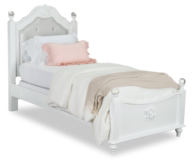 Livy Full Bed - Traditional, Glam style Bed in White Pine