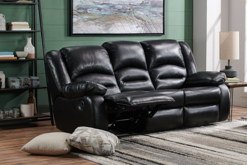 Sofa inclinable Toreno de 86 po en cuir véritable - noir