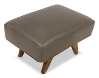 Pouf Kai en cuir véritable – gris