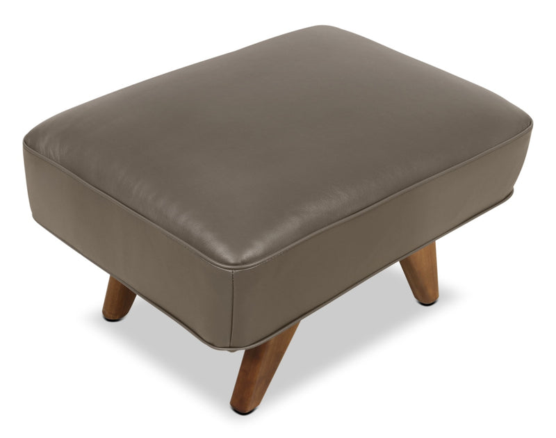 Pouf Kai en cuir véritable – gris
