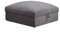  Pouf de rangement modulaire Lotus de Kort & Co. de 38 po en tissu de chenille avec coussin en duvet et plumes - gris anthracite