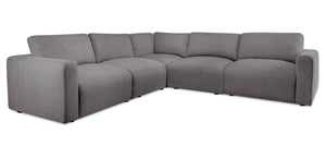 Sofa sectionnel modulaire Lotus de Kort & Co. 5 pièces en tissu de chenille avec coussins en duvet et plumes - gris anthracite