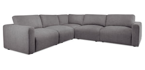 Sofa sectionnel modulaire Lotus 5 pièces en chenille - anthracite
