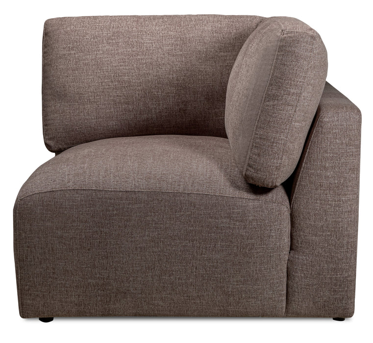 Fauteuil modulaire en coin Lotus de Kort & Co. de 40 po en tissu de chenille avec coussins en duvet et plumes - brun café