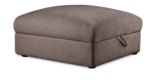 Pouf de rangement modulaire Lotus de Kort & Co. de 38 po en tissu de chenille avec coussin en duvet et plumes - brun café