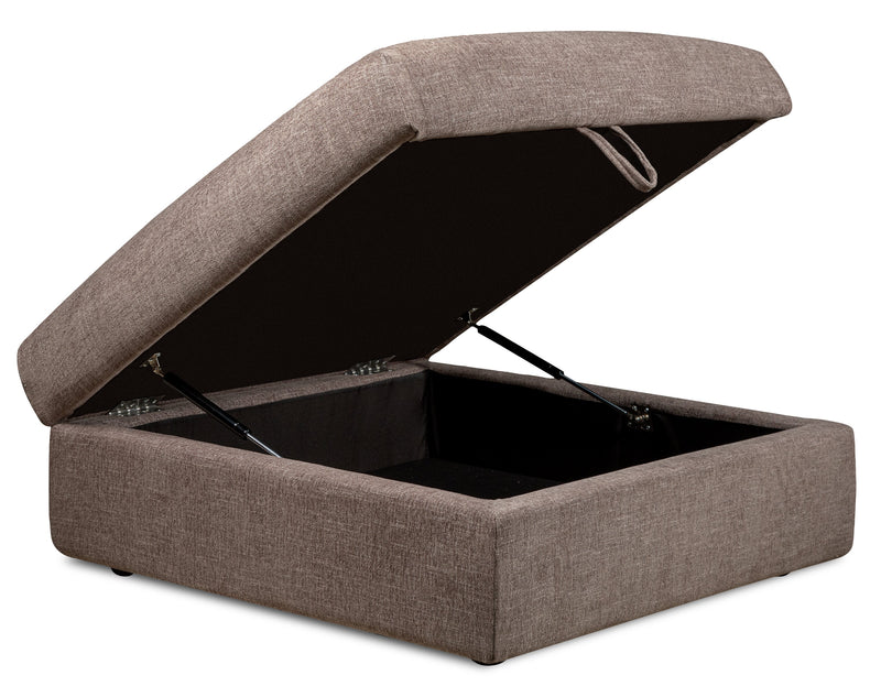 Pouf de rangement modulaire Lotus de Kort & Co. de 38 po en tissu de chenille avec coussin en duvet et plumes - brun café