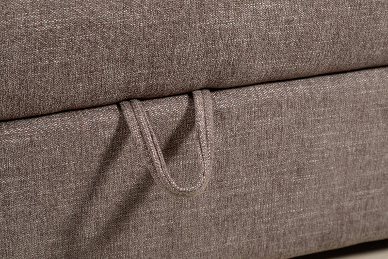Pouf de rangement modulaire Lotus de Kort & Co. de 38 po en tissu de chenille avec coussin en duvet et plumes - brun café