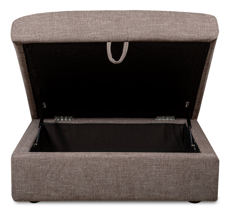 Pouf de rangement modulaire Lotus de Kort & Co. de 38 po en tissu de chenille avec coussin en duvet et plumes - brun café