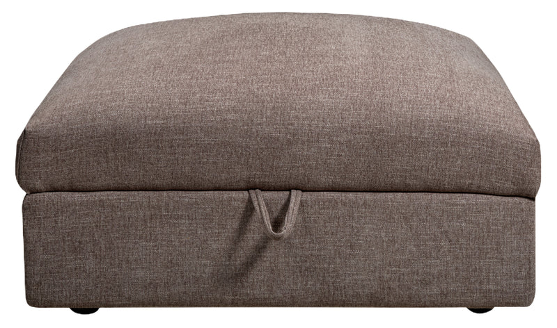 Pouf de rangement modulaire Lotus de Kort & Co. de 38 po en tissu de chenille avec coussin en duvet et plumes - brun café
