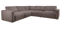  Sofa sectionnel modulaire Lotus de Kort & Co. 5 pièces en tissu de chenille avec coussins en duvet et plumes - brun café