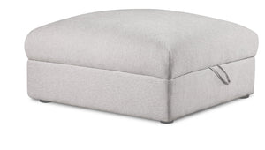 Pouf de rangement modulaire Lotus de Kort & Co. de 38 po en tissu de chenille avec coussin en duvet et plumes - gris lin