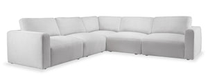 Sofa sectionnel modulaire Lotus de Kort & Co. 5 pièces en tissu de chenille avec coussins en duvet et plumes - gris lin