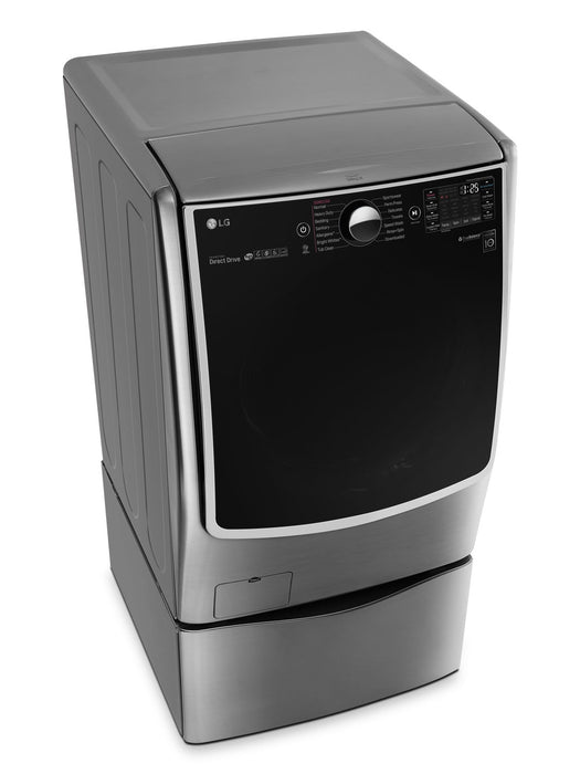 Laveuse à chargement frontal de 5,2 pi³, laveuse-piédestal et sécheuse électrique de 7,4 pi³ de LG - acier graphite